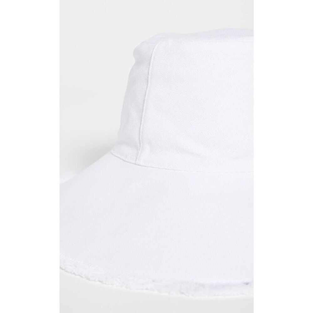 Hat Attack One Size White Packable Canvas Hat Linen Blend SPF Protection Raw Hem - Picture 3 of 6